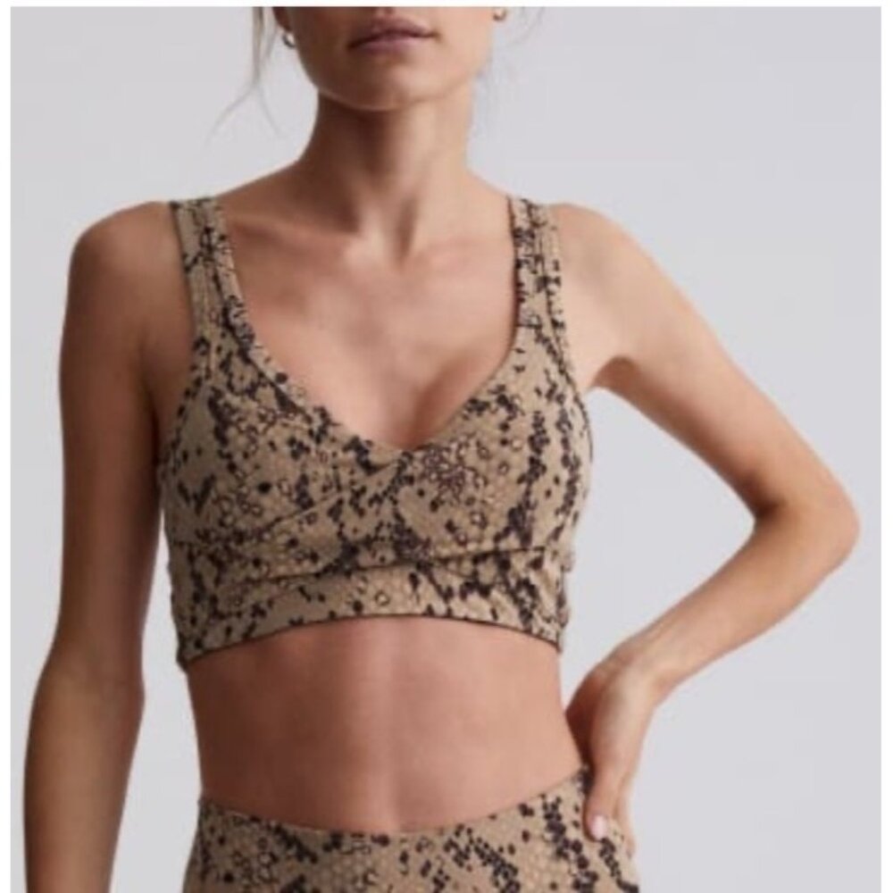 Varley Sport Bra Size XS Kellam Mojave Snake Padded Brown NWOT $54